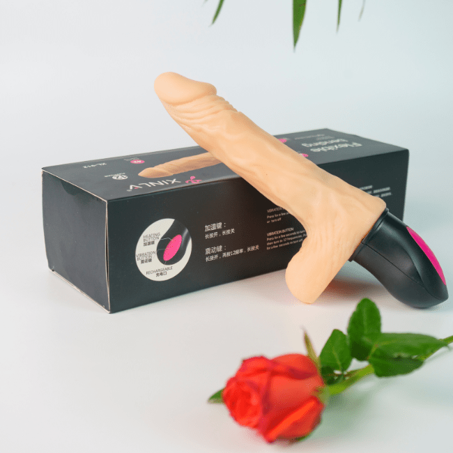 Dương vật giả XinLV Flexible rung xoay thụt tỏa nhiệt (3)