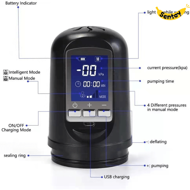 Máy tập dương vật PENIS PUMP lcd tự động tăng kích thước sức bền (5)
