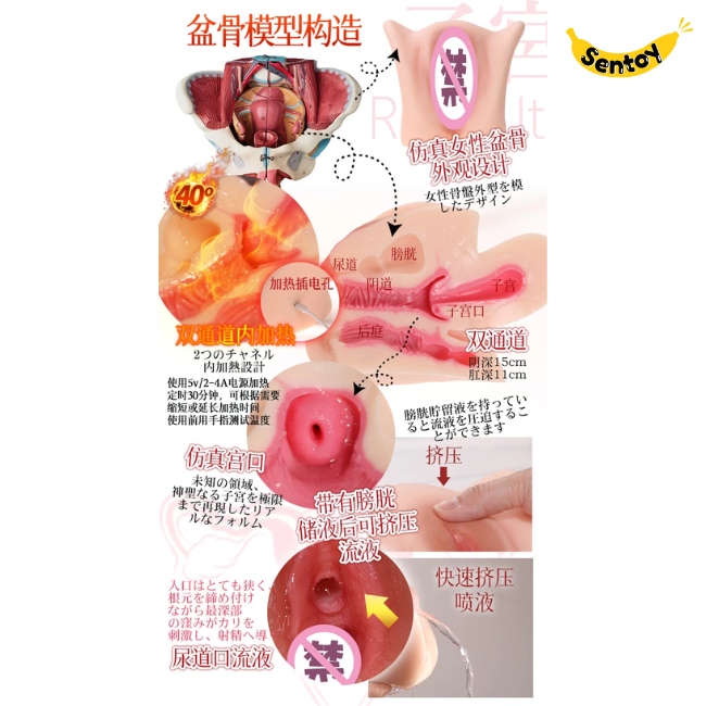 Âm đạo giả ManMiao rung sưởi ấm, 3 lỗ hấp dẫn